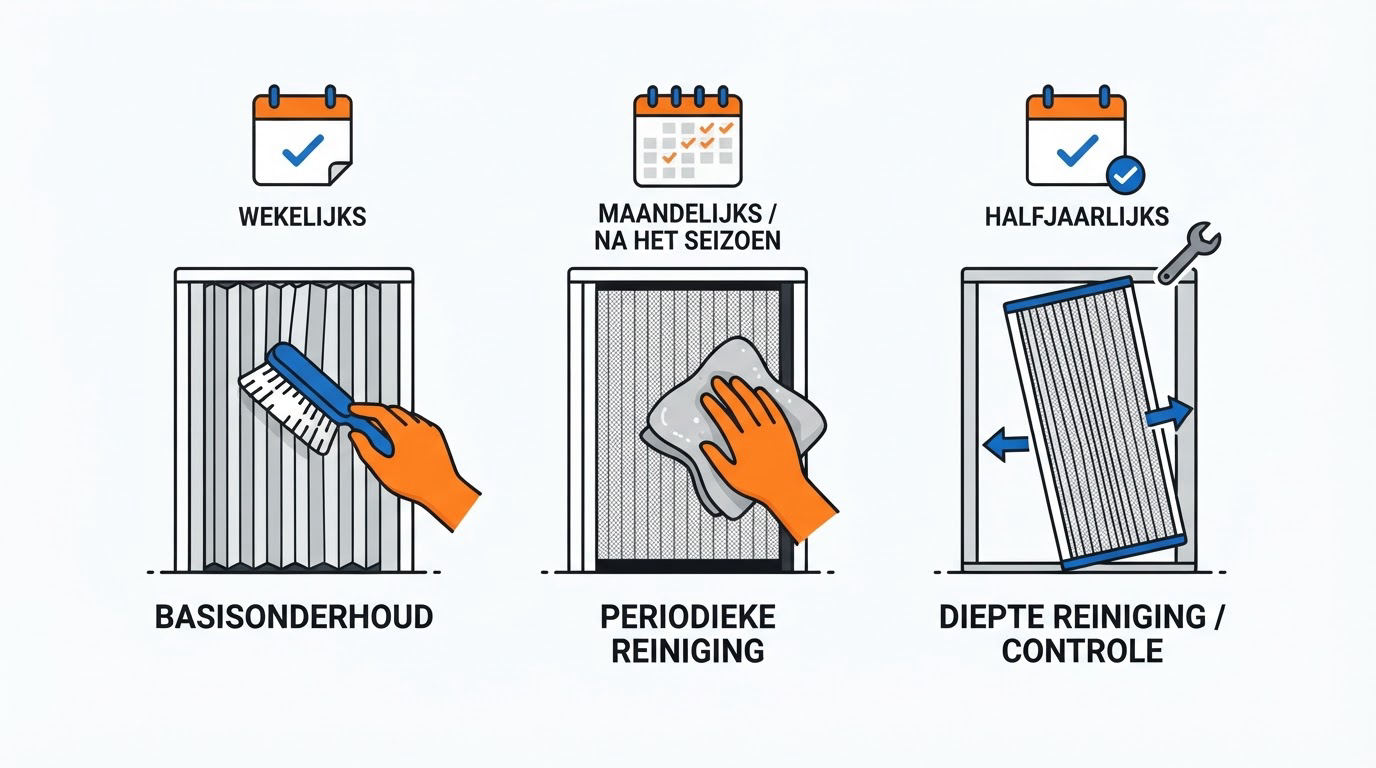 Hoe vaak moet u een plissé hordeur onderhouden?