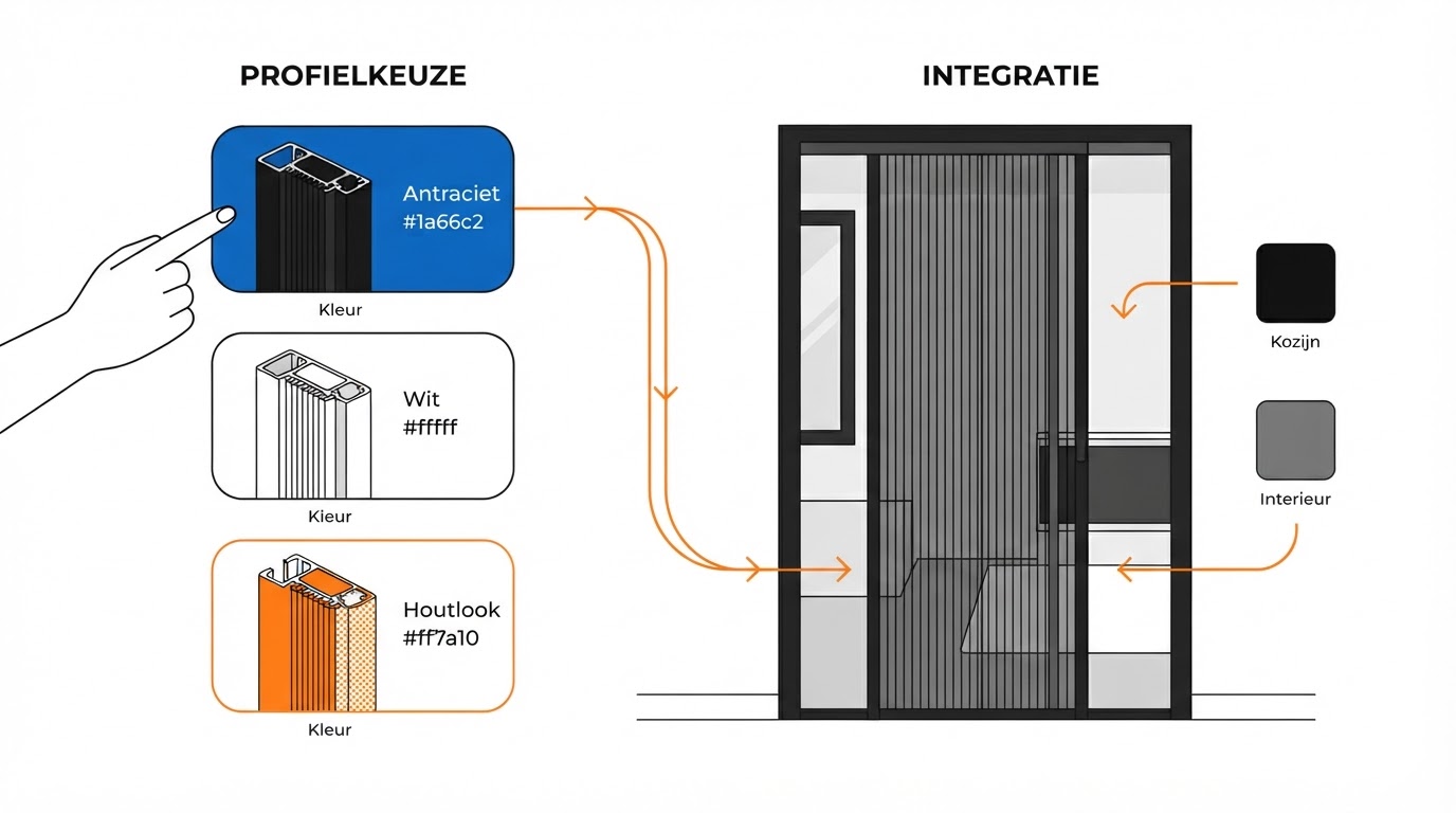 4. Stem kleur en profiel af op kozijn en interieur